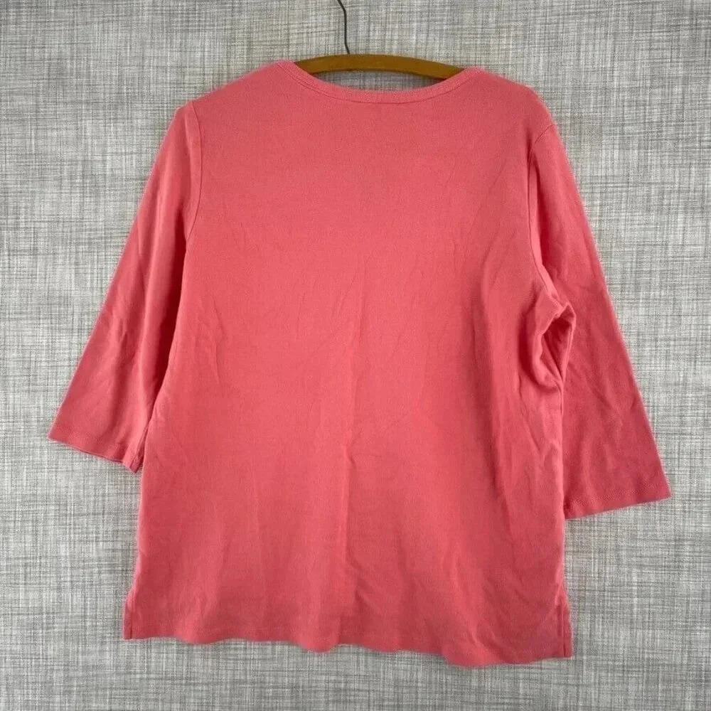 Orvis 3/4 sleeve shirt Top Womens 2157 pink 2157 - Picture 5 of 8